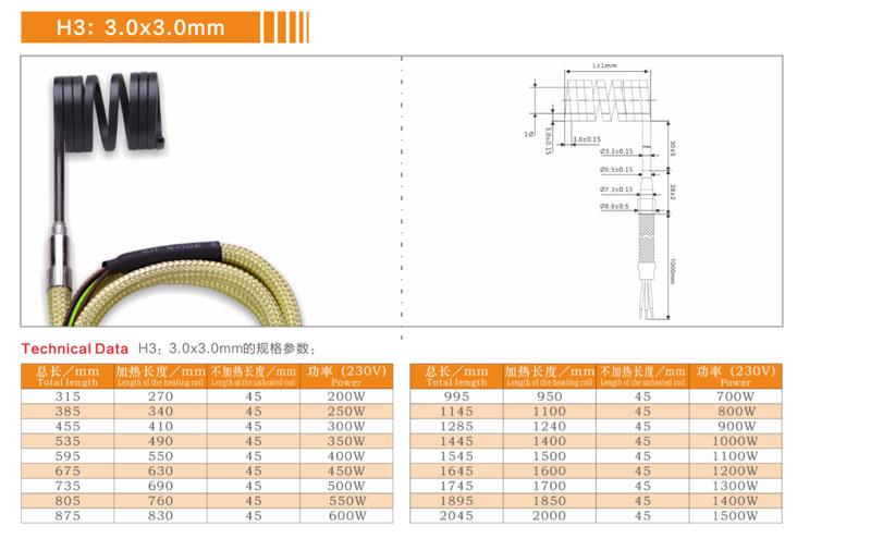High Temperature Mini Hot Runner Spring Coil Heater 3.0x3.0mm